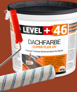 Dachfarbe 20kg Ziegelrot Flexible Sockelfarbe Dachlack UV-beständig + Farbroller 25cm mit Bügel SET L+46