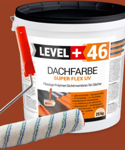 Dachfarbe 25kg Ziegelrot Flexible Sockelfarbe Dachlack UV-beständig + Farbroller 25cm mit Bügel SET L+46
