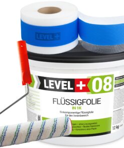 Dichtset Abdichtung Flüssigfolie 12kg Dichtband 10m Farbroller 25cm Dichtband LEVEL+ SET293