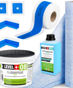 Dichtset Duschabdichtung Flüssigfolie 4kg Innenecke Dichtband Bad Dusche Küche LEVEL+ SET346