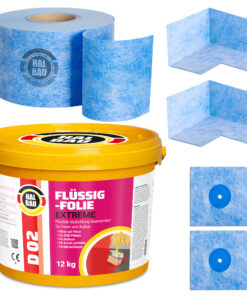 Dichtset Balkon Bad Abdichtung Flüssigfolie 12kg Dichtband Wasserdicht Set Aussen Innen H316