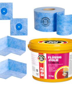 Dichtset Balkon Bad Abdichtung Flüssigfolie 12kg Dichtband Wasserdicht Set Aussen Innen H317