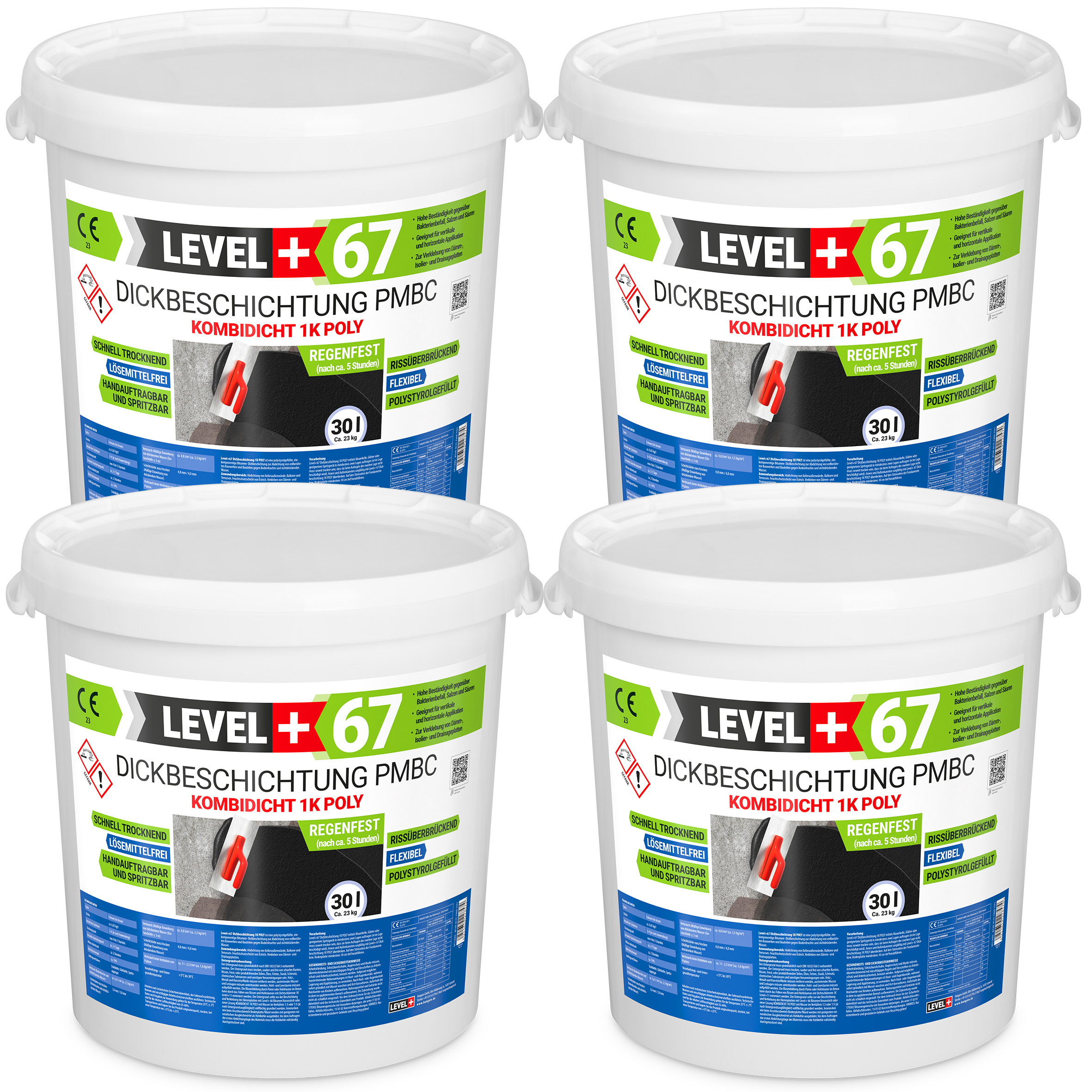 Bitumen Dickbeschichtung 1K Polystyrol 120L Fundamente Keller Abdichtung LEVEL+67