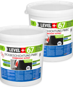 Bitumen Dickbeschichtung 1K Polystyrol 60L Fundamente Keller Abdichtung LEVEL+67