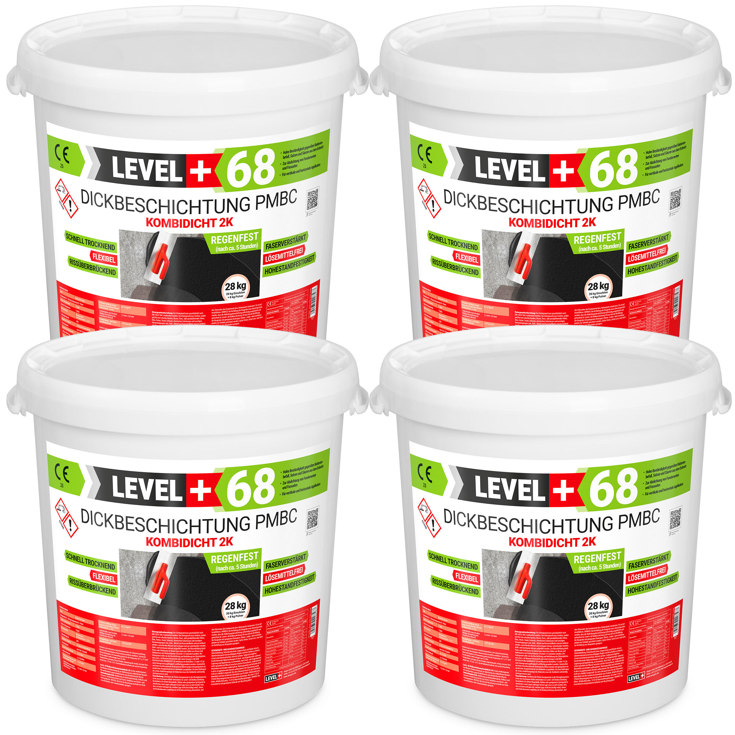 Bitumen Dickbeschichtung 2K Fundamente Keller 112kg Garage Abdichtung LEVEL+68