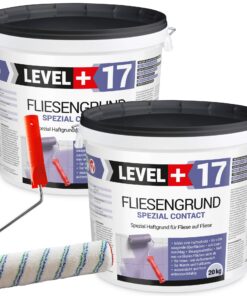 Fliesengrund 40kg Fliese auf Fliese Haftgrund Quarzgrund + Farbroller 25cm SET LEVEL+17