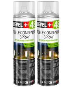 LEVEL+48 Reflektierende Spray 2St. 500ml, Leuchtende im Dunkel und im Infrarot Sprühfarbe Markierung Spray