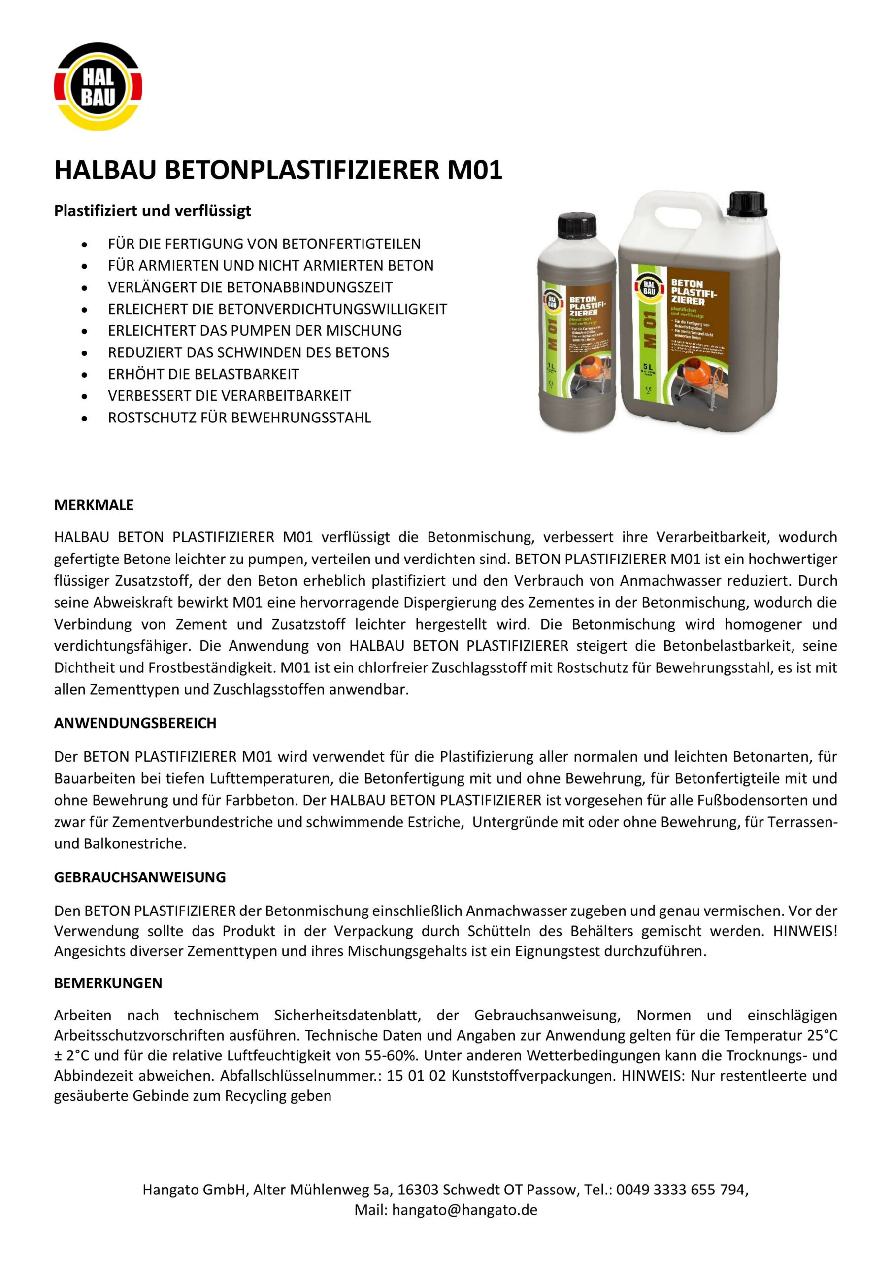 Betonverflüssiger 2L Plastifizierer Betonzusatzmittel Verzögerer Rostschutz für Bewehrungsstahl M01 – Bild 3