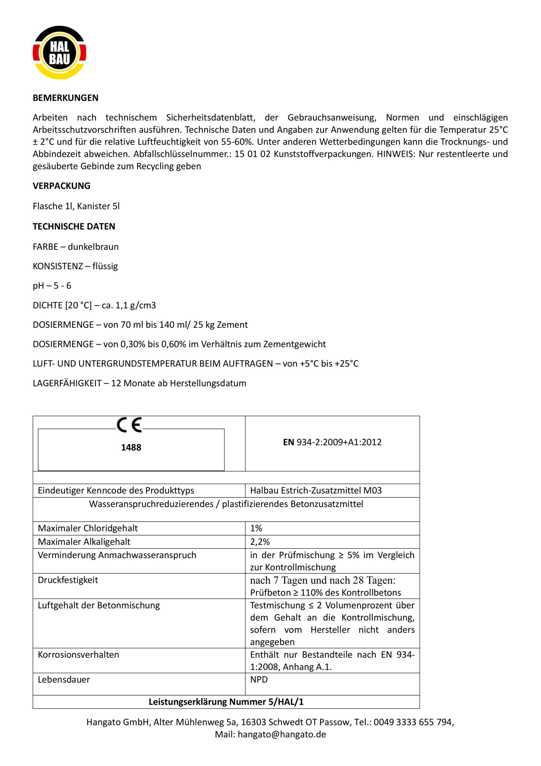 Estrichzusatzmittel 1L für Fußbodenheizung Heizestrichen Beton Plastifizierer Heizsysteme M03 – Bild 3