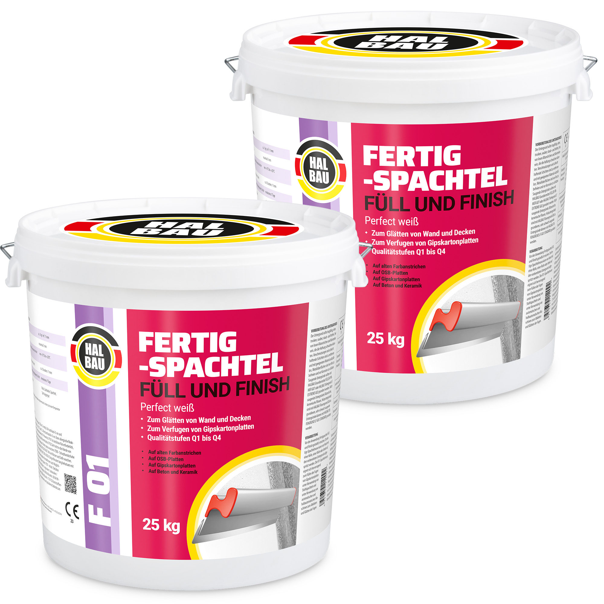 Fertigspachtel Füll Finish 50kg GK Fugenspachtel Innen Glätt Spachtel Weiß HALBAU F01