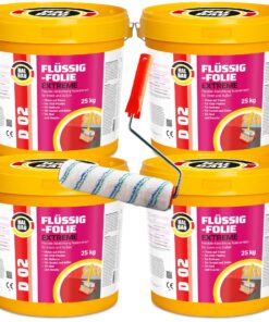 Flüssigfolie in 1K Dichtfolie Abdichtfolie Abdichtung Bad Dusche Küche Wassersperre 100Kg + Roller 25cm HALBAU D02