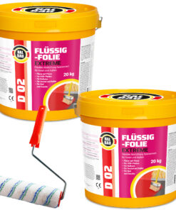 Flüssigfolie in 1K Dichtfolie Abdichtfolie Abdichtung Bad Dusche Küche Wassersperre 40Kg + Roller 25cm HALBAU D02