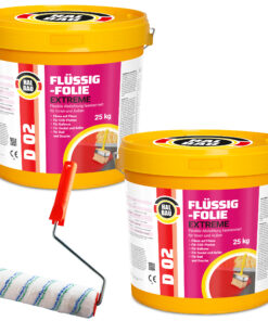 Flüssigfolie in 1K Dichtfolie Abdichtfolie Abdichtung Bad Dusche Küche Wassersperre 50Kg + Roller 25cm HALBAU D02