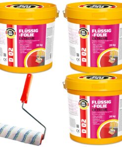 Flüssigfolie in 1K Dichtfolie Abdichtfolie Abdichtung Bad Dusche Küche Wassersperre 60Kg + Roller 25cm HALBAU D02