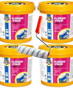 Flüssigfolie in 1K Dichtfolie Abdichtfolie Abdichtung Bad Dusche Küche Wasserdicht 100Kg + Roller 25cm HALBAU D01
