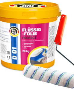 Flüssigfolie in 1K Dichtfolie Abdichtfolie Abdichtung Bad Dusche Küche Wasserdicht 20Kg + Roller 25cm HALBAU D01