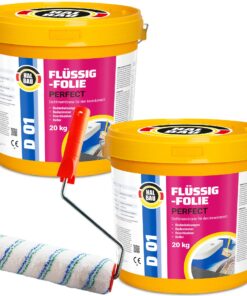 Flüssigfolie in 1K Dichtfolie Abdichtfolie Abdichtung Bad Dusche Küche Wasserdicht 40Kg + Roller 25cm HALBAU D01