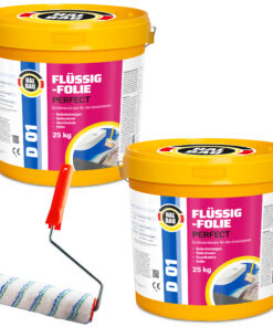 Flüssigfolie in 1K Dichtfolie Abdichtfolie Abdichtung Bad Dusche Küche Wasserdicht 50Kg + Roller 25cm HALBAU D01