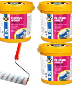 Flüssigfolie in 1K Dichtfolie Abdichtfolie Abdichtung Bad Dusche Küche Wasserdicht 60Kg + Roller 25cm HALBAU D01