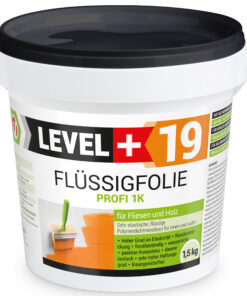 Flüssigfolie in 1K Dichtfolie Abdichtfolie Abdichtung Terassen Keller Bad Dusche 1,5Kg LEVEL+19