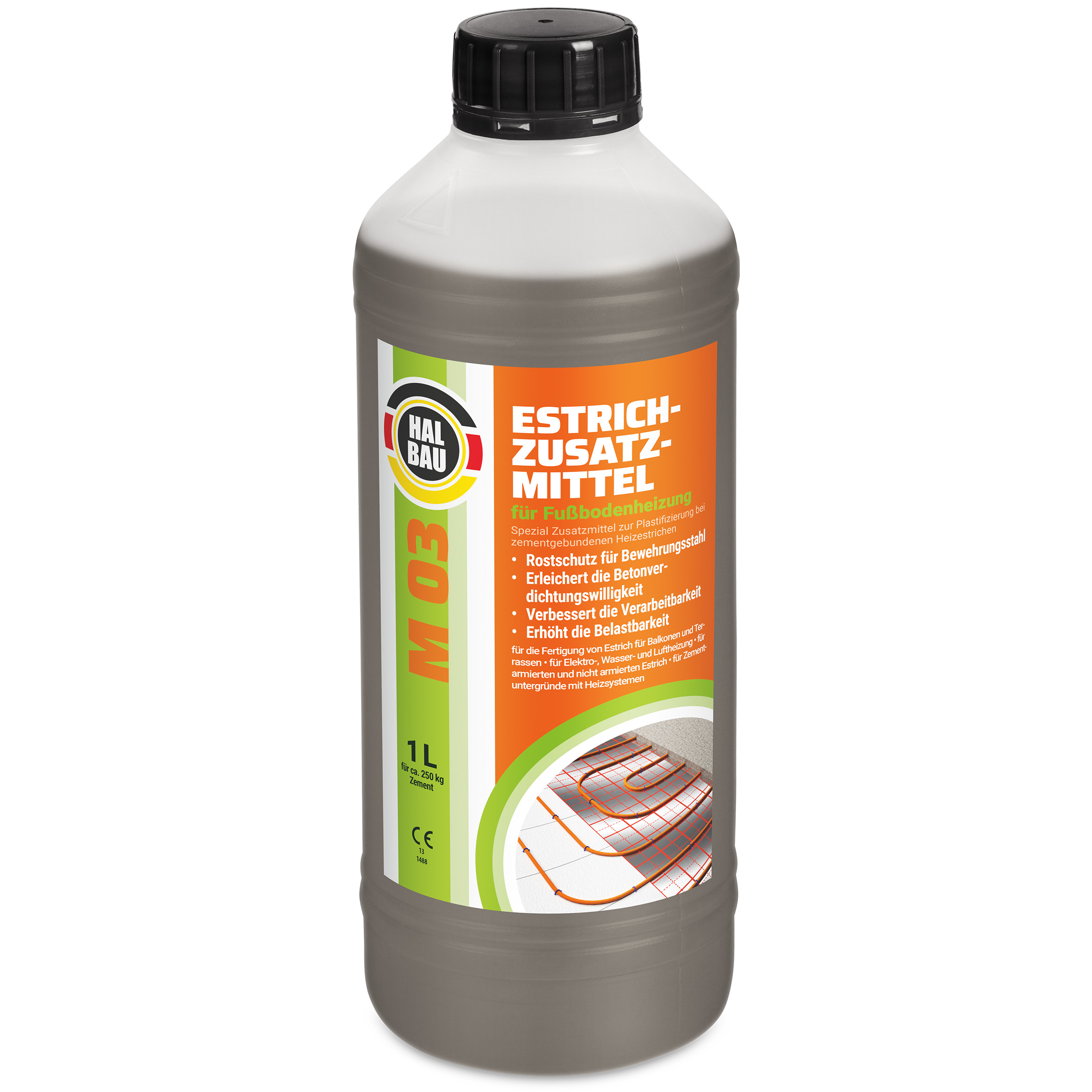Estrichzusatzmittel 1L für Fußbodenheizung Heizestrichen Beton Plastifizierer Heizsysteme M03