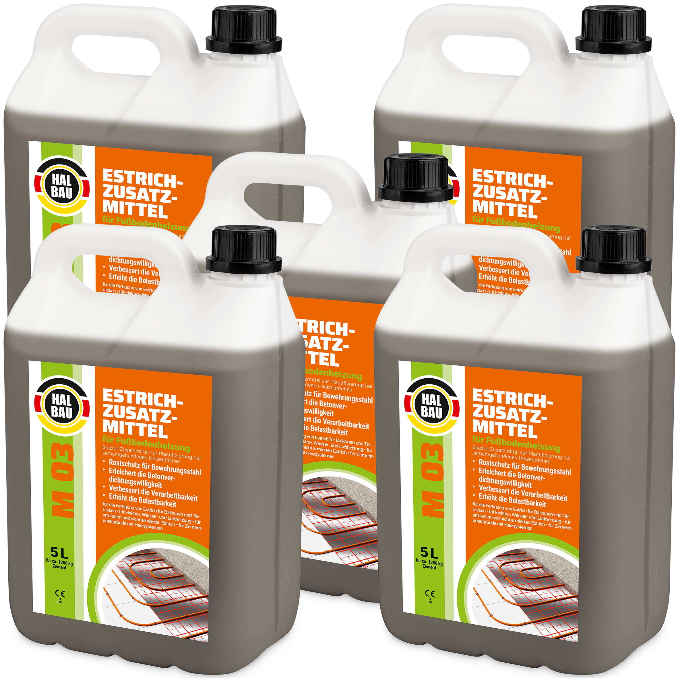 Estrichzusatzmittel 25L für Fußbodenheizung Heizestrichen Beton Plastifizierer Heizsysteme M03