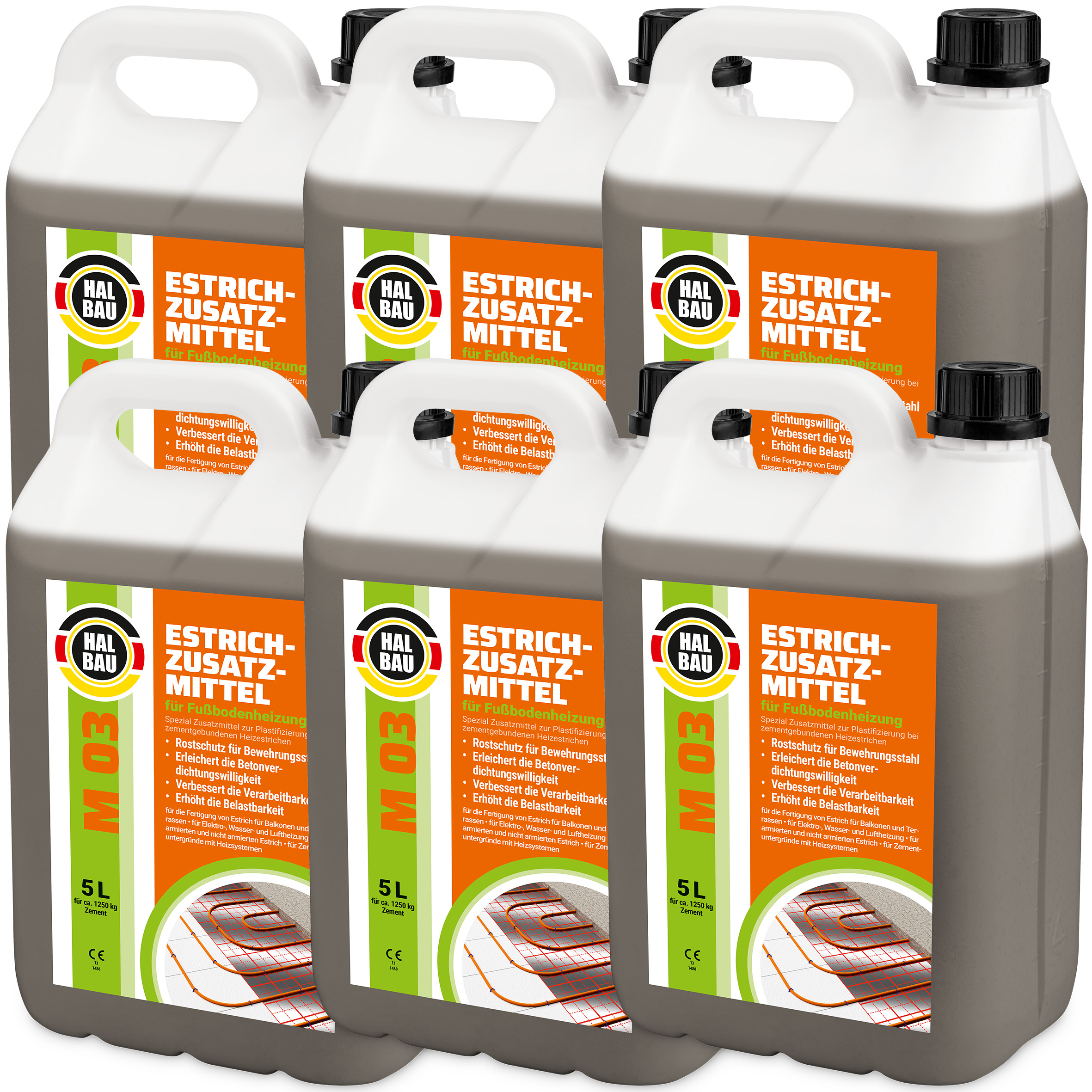 Estrichzusatzmittel 30L für Fußbodenheizung Heizestrichen Beton Plastifizierer Heizsysteme M03