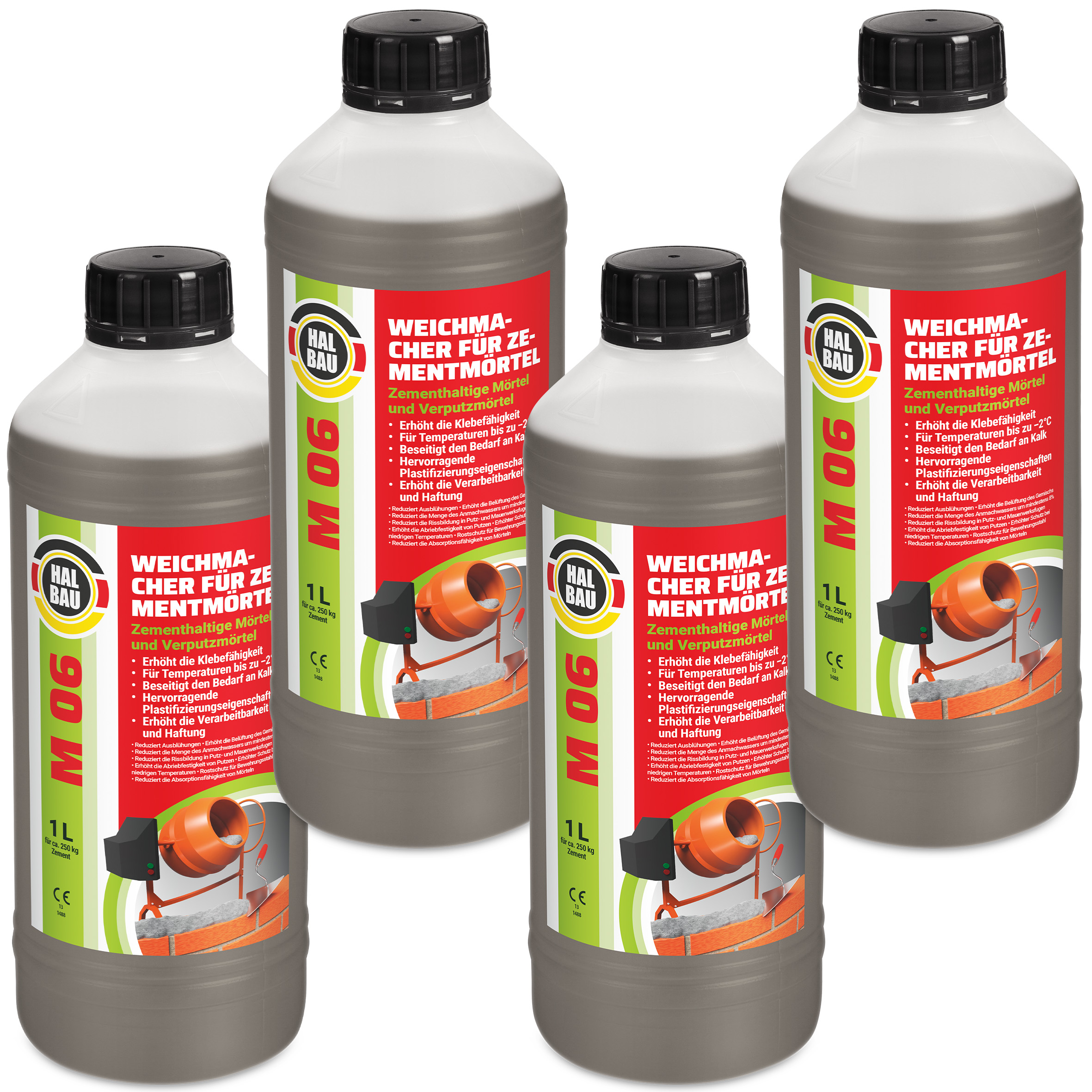 Weichmacher für Baumörtel 4L Flüssig Ersetzt Kalk in Mauer- und Putzmörteln für Temperaturen bis -2°C M06