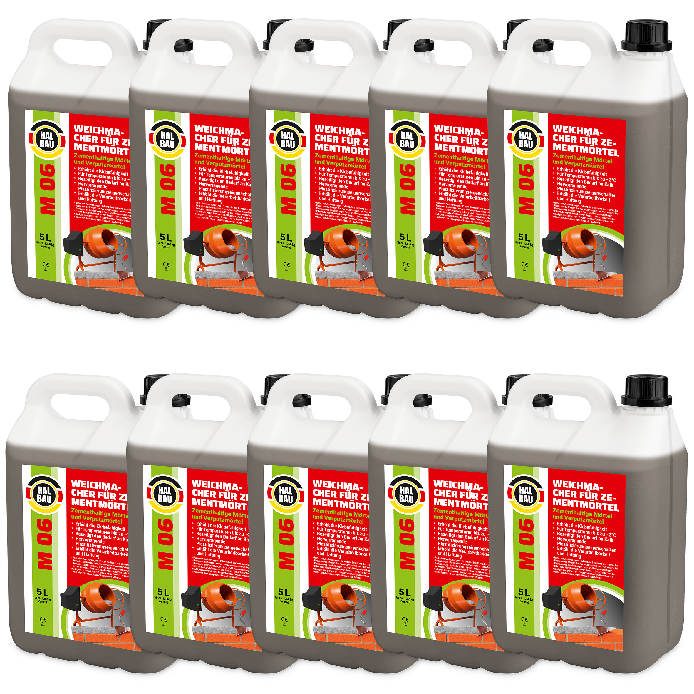 Weichmacher für Baumörtel 50L Flüssig Ersetzt Kalk in Mauer- und Putzmörteln für Temperaturen bis -2°C M06