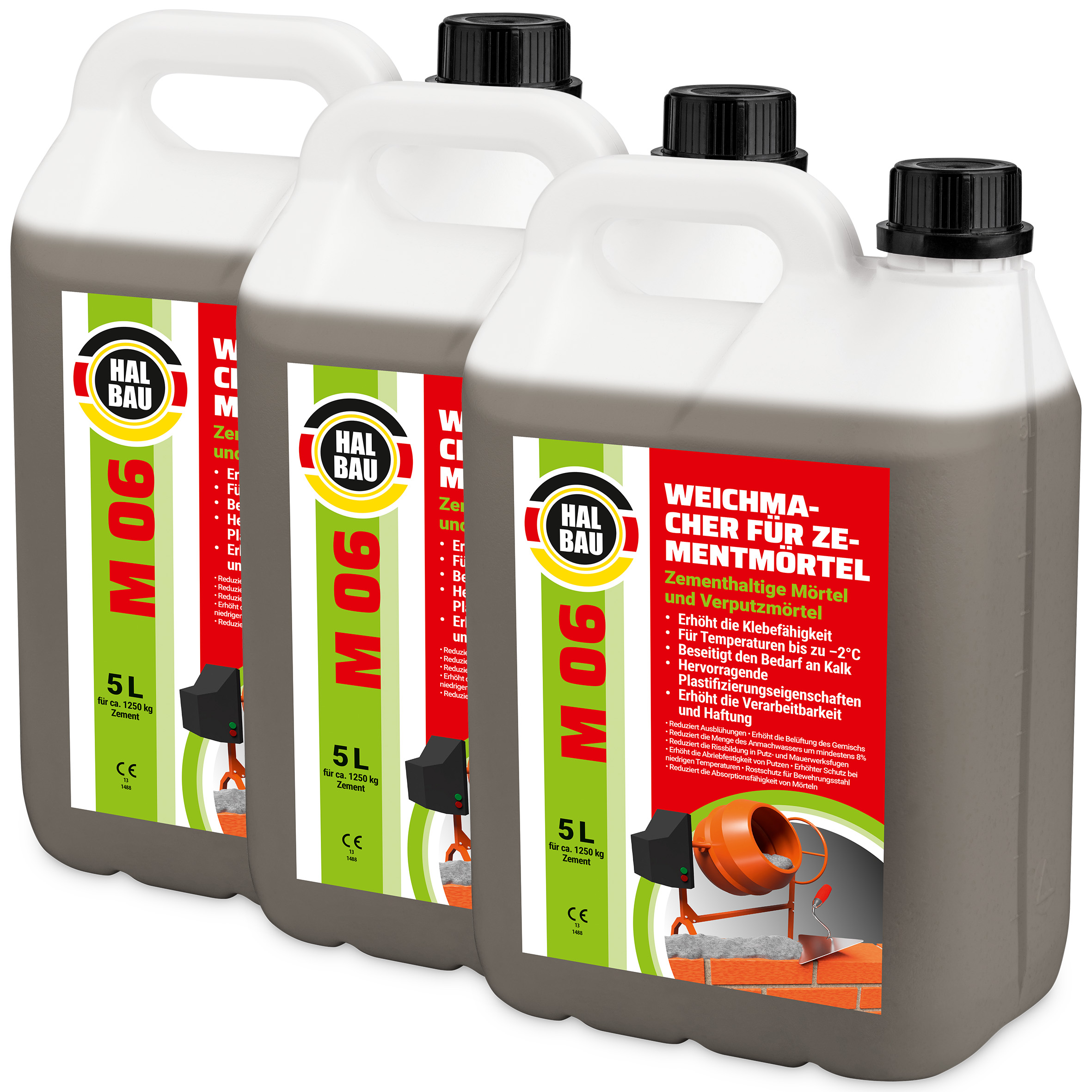 Weichmacher für Baumörtel 15L Flüssig Ersetzt Kalk in Mauer- und Putzmörteln für Temperaturen bis -2°C M06