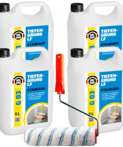 Tiefengrund 20L Tiefgrund LF Farben Tapeten Putz Gips Primer HALBAU G03 + Farbroller 25cm