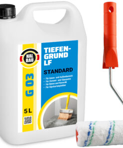 Tiefengrund 5L Tiefgrund LF Farben Tapeten Putz Gips Primer HALBAU G03 + Farbroller 10cm