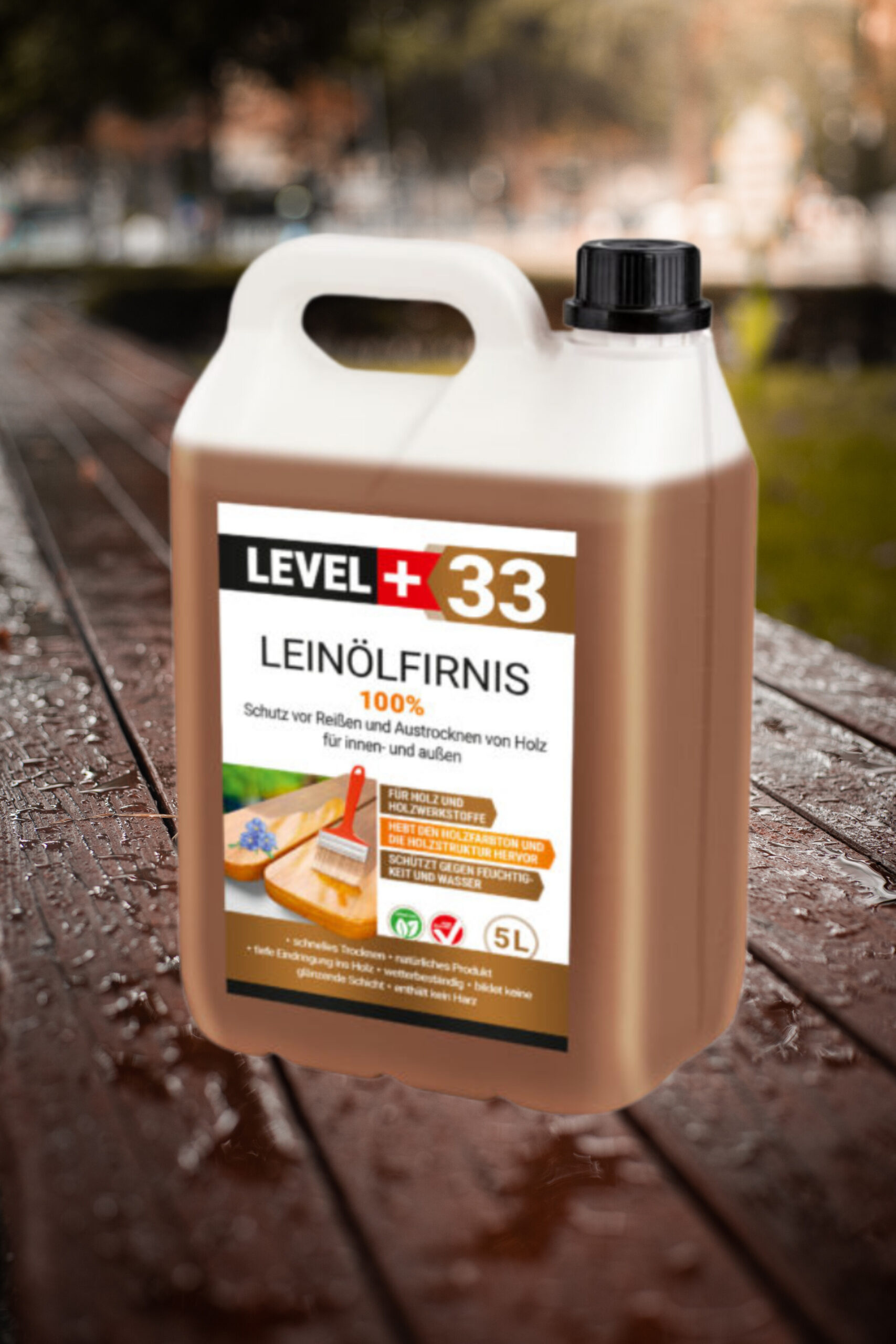 Leinöl Firnis 6x1 Liter, Holzschutz, Doppelt Gekocht, Holzpflege, Holzöl, Schnelle Trocknung, Natürlicher Holzschutz, Harzfrei LEVEL+33 – Bild 4