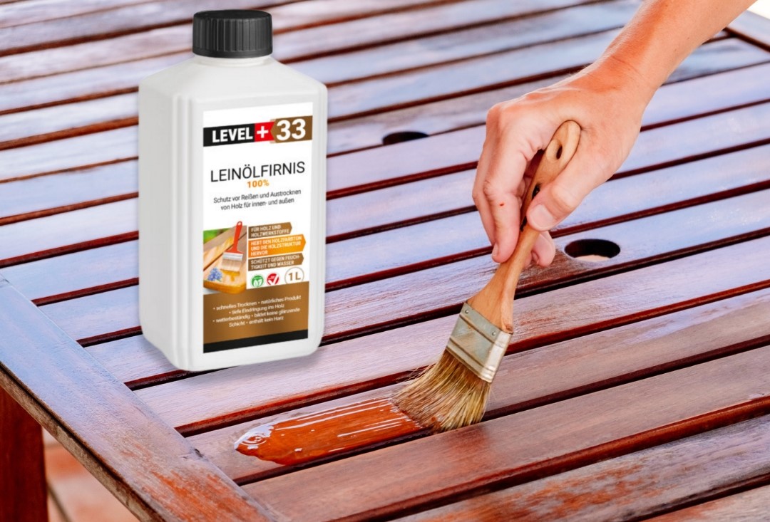 Leinöl Firnis 6x1 Liter, Holzschutz, Doppelt Gekocht, Holzpflege, Holzöl, Schnelle Trocknung, Natürlicher Holzschutz, Harzfrei LEVEL+33 – Bild 3