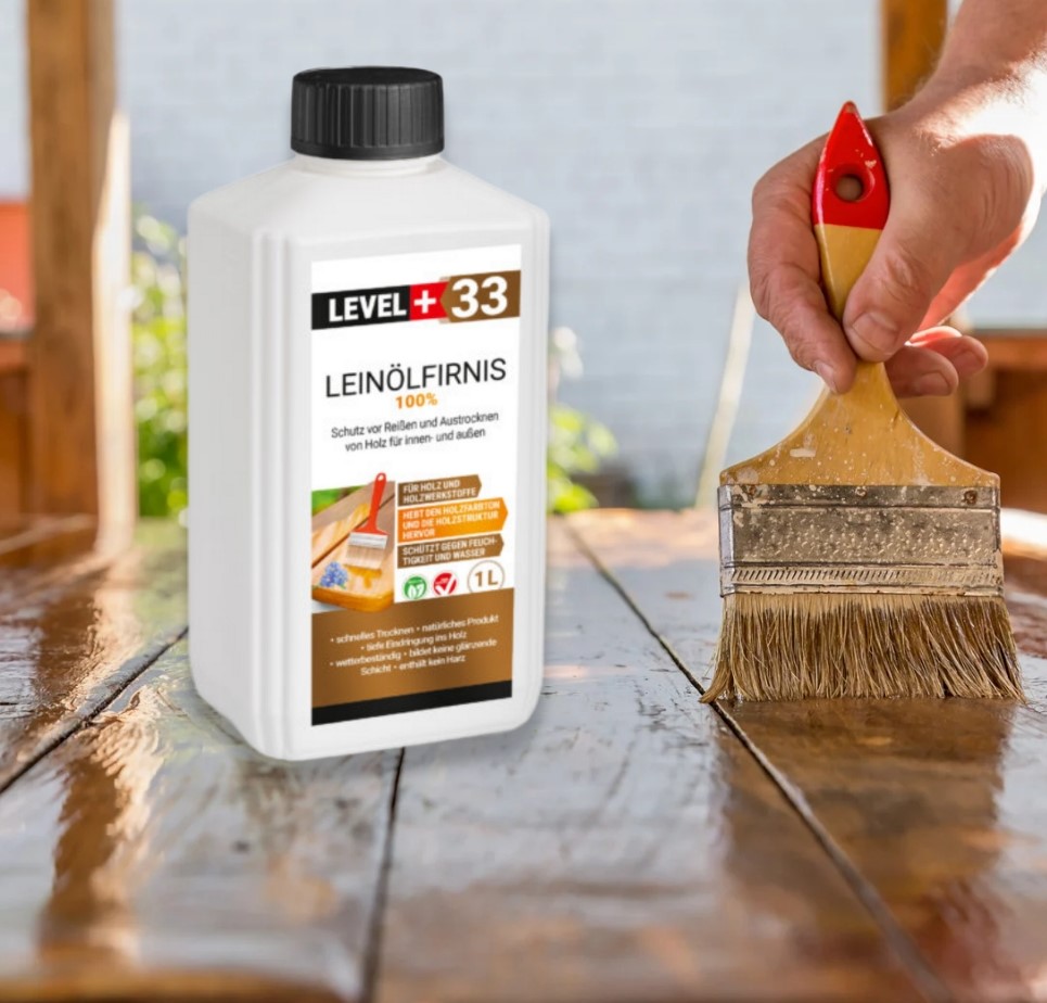 Leinöl Firnis 6x1 Liter, Holzschutz, Doppelt Gekocht, Holzpflege, Holzöl, Schnelle Trocknung, Natürlicher Holzschutz, Harzfrei LEVEL+33 – Bild 2