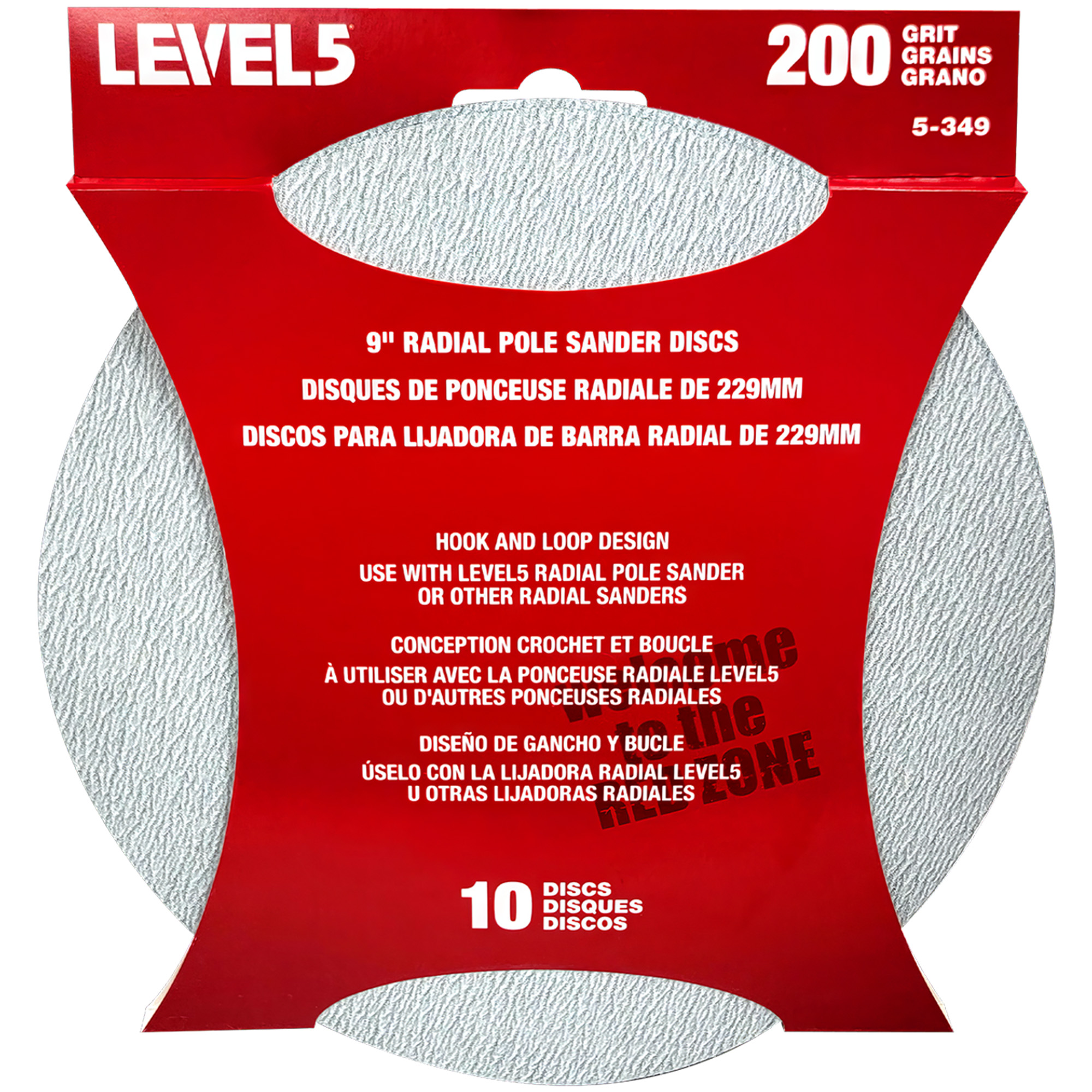 LEVEL5 Schleifscheiben 10 Pack Klettpads 200 Körnung für 9“ Schleifkopf 5-349