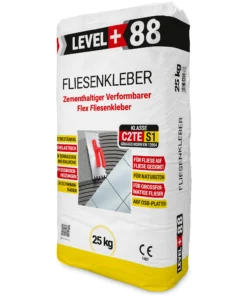 Fliesenkleber Flexkleber 25kg Flexmörtel C2TES1 Innen Außen Naturstein Fliesen Level Plus 88