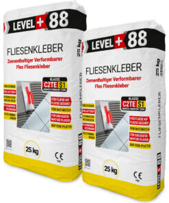 Fliesenkleber Flexkleber 50kg Flexmörtel C2TES1 Innen Außen Naturstein Fliesen Level Plus 88