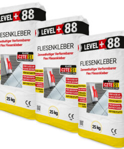 Fliesenkleber Flexkleber 75kg Flexmörtel C2TES1 Innen Außen Naturstein Fliesen Level Plus 88