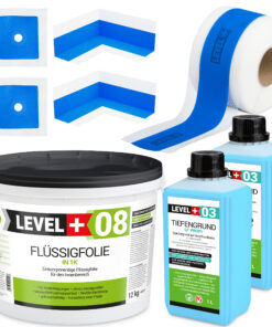 Dichtset Duschabdichtung Flüssigfolie 12kg Innenecke Dichtband Bad Dusche Küche LEVEL+ SET303