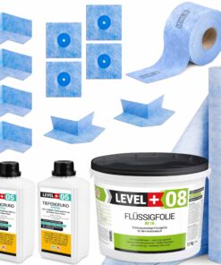 DichtSet für ca 10m² Bad, Flüssigfolie12kg Dichtbahn Dichtband LEVEL+ SET41