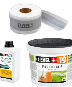 Dicht-Set Innen Außen Abdichtung-Set Dichtvlies Flüssigfolie 4kg Holz Fliesen OSB Wasserdicht Dichtband 120/70mm Ausdehnbar SET510