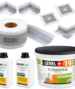 Dicht-Set Innen Außen Abdichtung-Set Dichtvlies Flüssigfolie 12kg Holz Fliesen OSB Wasserdicht Dichtband 120/70mm Ausdehnbar SET522