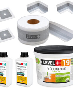 Dicht-Set Innen Außen Abdichtung-Set Dichtvlies Flüssigfolie 12kg Holz Fliesen OSB Wasserdicht Dichtband 120/70mm Ausdehnbar SET523