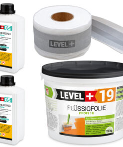 Dicht-Set Innen Außen Abdichtung-Set Dichtvlies Flüssigfolie 12kg Holz Fliesen OSB Wasserdicht Dichtband 120/70mm Ausdehnbar SET524