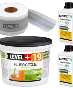 Dicht-Set Innen Außen Abdichtung-Set Dichtvlies Flüssigfolie 12kg Holz Fliesen OSB Wasserdicht Dichtband 120/70mm Ausdehnbar SET525