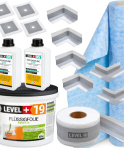 Dicht-Set Innen Außen Abdichtung-Set Dichtvlies Flüssigfolie 12kg Holz Fliesen OSB Wasserdicht Dichtband 120/70mm Ausdehnbar SET541