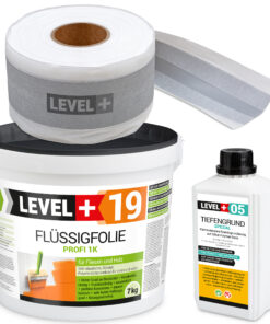 Dicht-Set Innen Außen Abdichtung-Set Dichtvlies Flüssigfolie 7kg Holz Fliesen OSB Wasserdicht Dichtband 120/70mm Ausdehnbar SET545