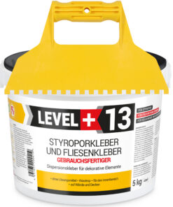 Styroporkleber Dispersionkleber Korkkleber 5kg Polymerbasis + Kunstoffzahnspachtel 6x6mm SET LEVEL+13