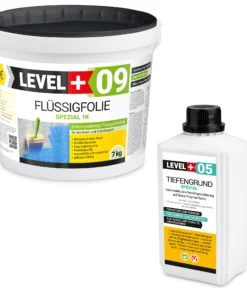 Dichtset Spezial Flussigfolie 7kg Tiefengrund 1l Abdichtung Bad Balkon Dusche LEVEL+ SET74